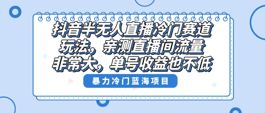 （8667期）抖音半无人直播冷门赛道玩法，直播间流量非常大，单号收益也不低！-战狼项目网