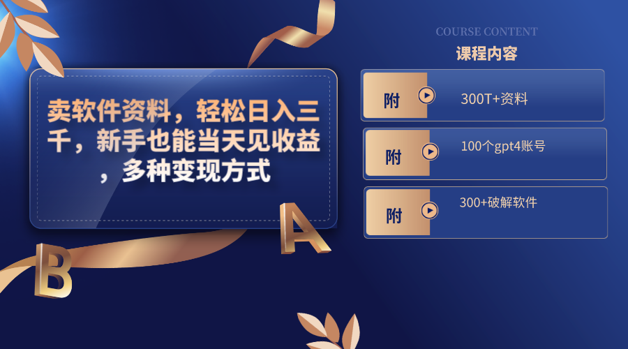 （8582期）卖软件资料，轻松日入三千，新手也能当天见收益，多种变现方式，（附300…-战狼项目网