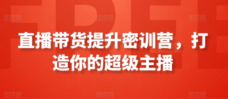 直播带货提升密训营，打造你的超级主播-战狼项目网