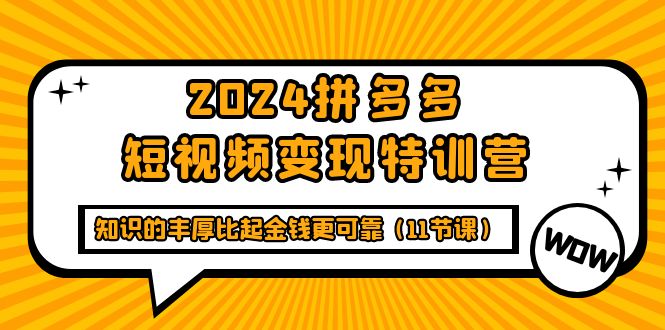 2024拼多多短视频变现特训营，知识的丰厚比起金钱更可靠（11节课）-战狼项目网