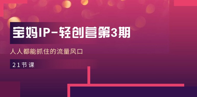 宝妈IP轻创营第3期，人人都能抓住的流量风口（21节课）-战狼项目网