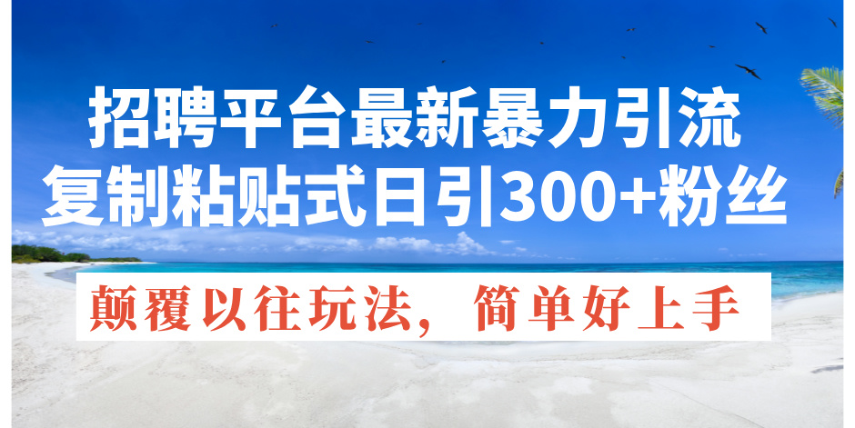 招聘平台最新暴力引流，复制粘贴式日引300+粉丝，颠覆以往垃圾玩法，简…-战狼项目网