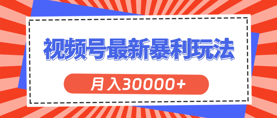 视频号最新暴利玩法，轻松月入30000+-战狼项目网
