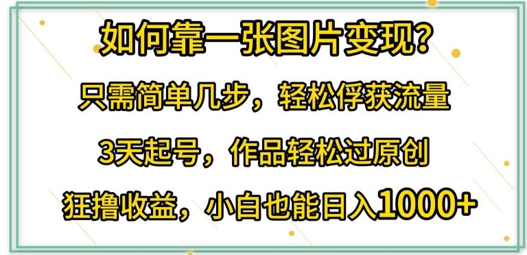如何靠一张图片变现?只需简单几步，轻松俘获流量，3天起号，作品轻松过原创【揭秘】 – 战狼项目网_分享创业资讯_最新网络项目资源-战狼项目网