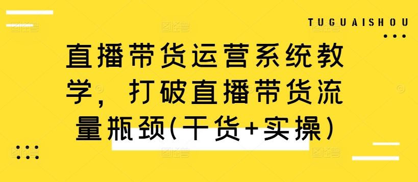 直播带货运营系统教学，打破直播带货流量瓶颈(干货+实操) – 战狼项目网_分享创业资讯_最新网络项目资源-战狼项目网