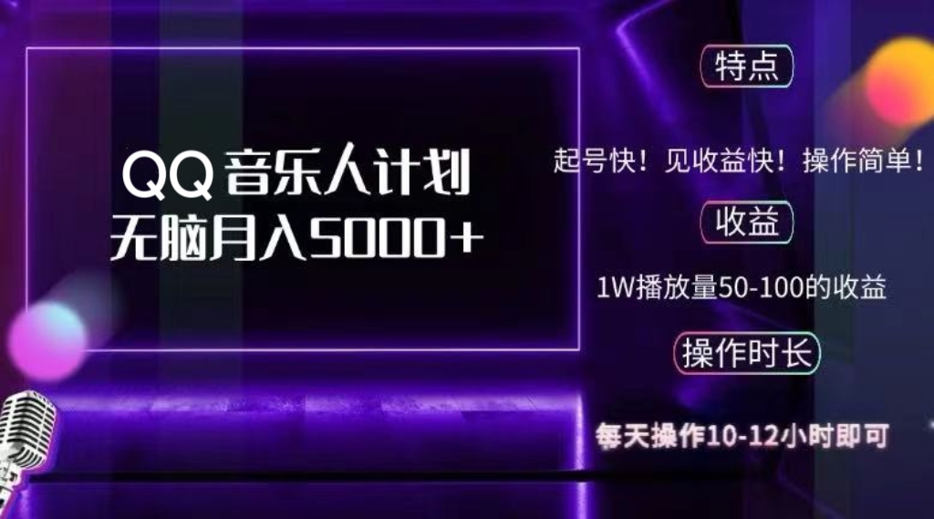 2024 QQ音乐人计划，纯无脑操作，轻松月入5000+，可批量放大操作 – 战狼项目网_分享创业资讯_最新网络项目资源-战狼项目网