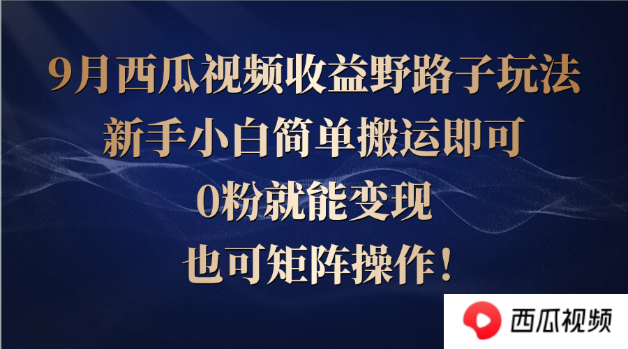 西瓜视频收益野路子玩法，新手小白简单搬运即可，0粉就能变现，也可矩… – 战狼项目网_分享创业资讯_最新网络项目资源-战狼项目网