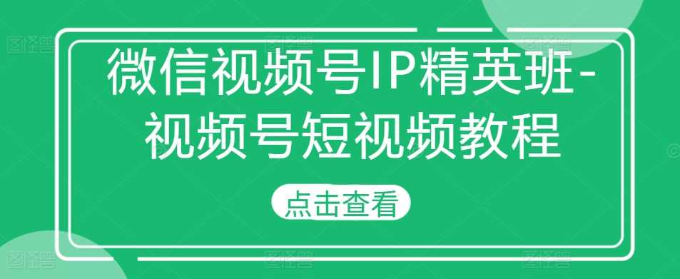 微信视频号IP精英班-视频号短视频教程 – 战狼项目网_分享创业资讯_最新网络项目资源-战狼项目网