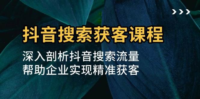 抖音搜索获客课程：深入剖析抖音搜索流量，帮助企业实现精准获客 – 战狼项目网_分享创业资讯_最新网络项目资源-战狼项目网