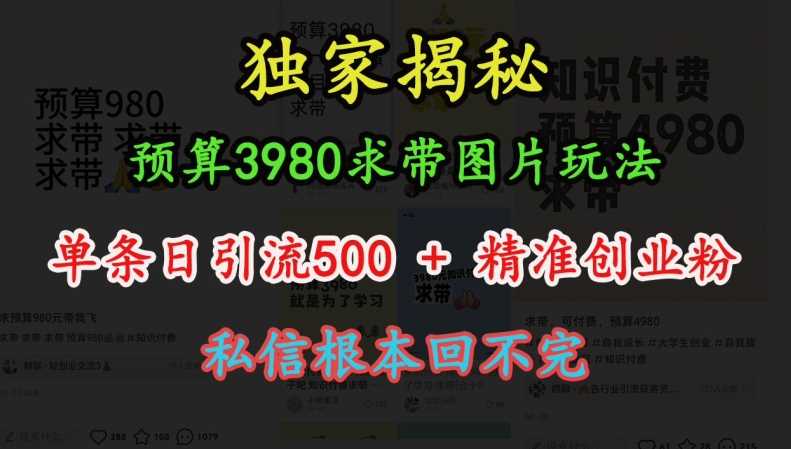 预算3980求带 图片玩法，单条日引流500+精准创业粉，私信根本回不完 – 战狼项目网_分享创业资讯_最新网络项目资源-战狼项目网
