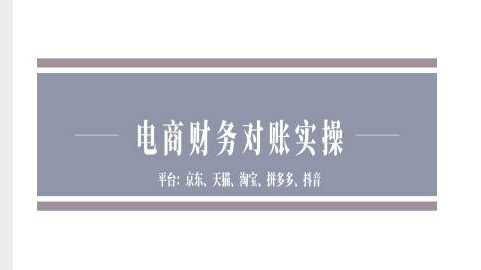 电商财务对账实操-京东天猫淘宝拼多多抖音电商财务对账 – 战狼项目网_分享创业资讯_最新网络项目资源-战狼项目网