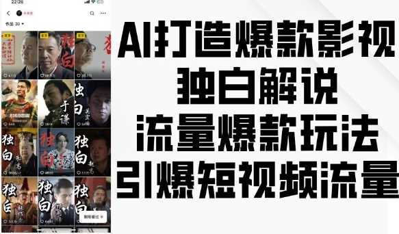 AI打造爆款影视独白解说，流量爆款玩法，引爆短视频流量 – 战狼项目网_分享创业资讯_最新网络项目资源-战狼项目网