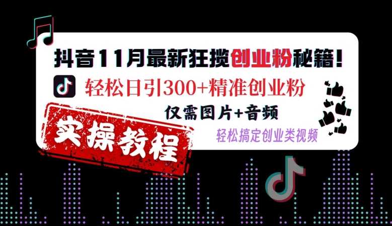 抖音11月最新狂揽创业粉秘籍，轻松日引300+精准创业粉，仅需图片+音频，轻松搞定创业类视频 – 战狼项目网_分享创业资讯_最新网络项目资源-战狼项目网