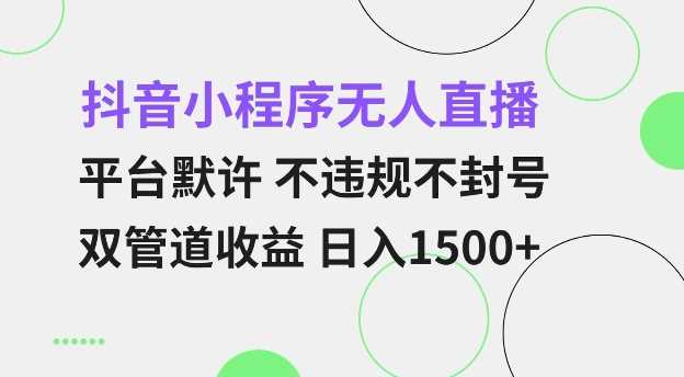 抖音小程序无人直播 平台默许 不违规不封号 双管道收益 日入多张 小白也能轻松操作【仅揭秘】 – 战狼项目网_分享创业资讯_最新网络项目资源-战狼项目网