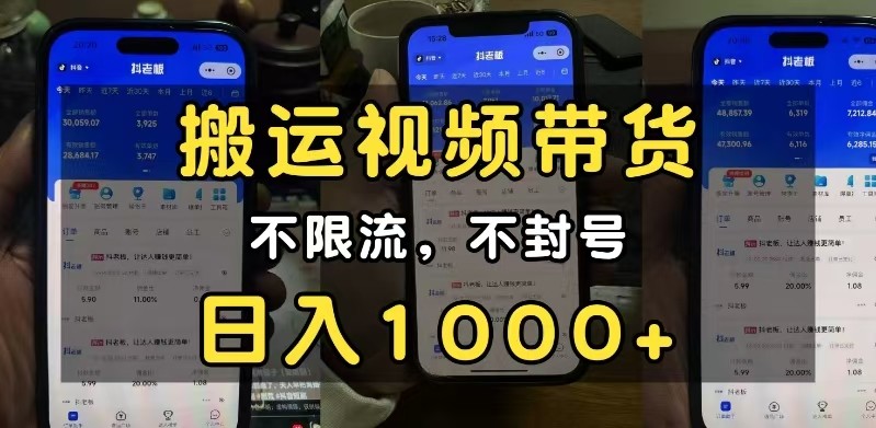 小白必看搬运视频带货玩法，不限流，不封号，纯自然流，日入1000+ – 战狼项目网_分享创业资讯_最新网络项目资源-战狼项目网