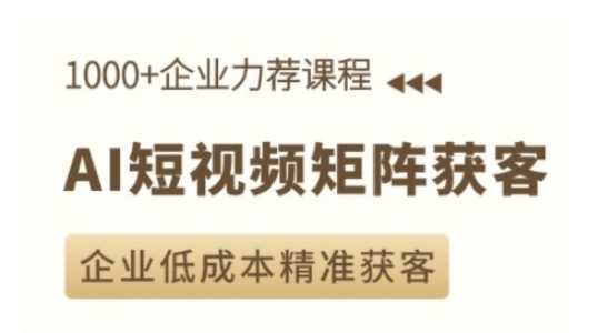 AI短视频矩阵获客实操课，企业低成本精准获客 – 战狼项目网_分享创业资讯_最新网络项目资源-战狼项目网