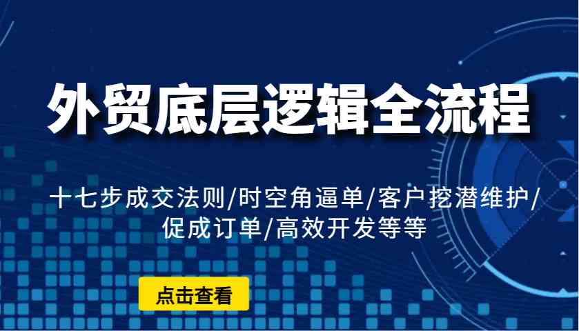 外贸底层逻辑全流程：十七步成交法则/时空角逼单/客户挖潜维护/促成订单/高效开发等等 – 战狼项目网_分享创业资讯_最新网络项目资源-战狼项目网