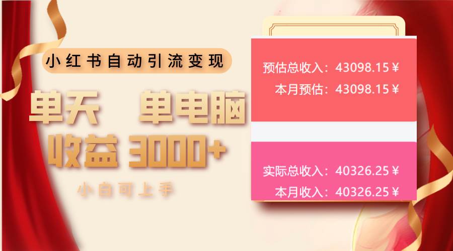 小红书自动引流变现 单天单电脑收益3000+  小白可上手 – 战狼项目网_分享创业资讯_最新网络项目资源-战狼项目网